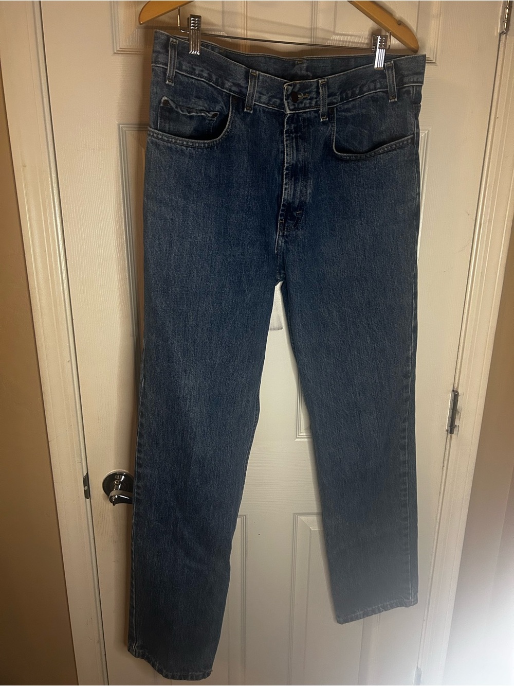 Classic Men's Dark Blue Denim Jeans Straight Leg Fit